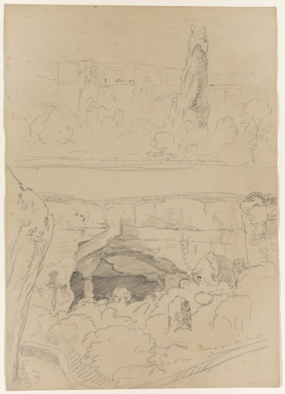 Rock, Tower Ruins and Cavern near the Ear of Dionysus, Syracuse, Sicily, 1842 by Thomas Cole